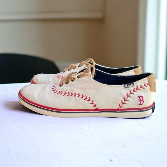 Keds Shoes - Keds Baseball Boston Red Sox Women’s Sneakers Lace Up White Shoes 7